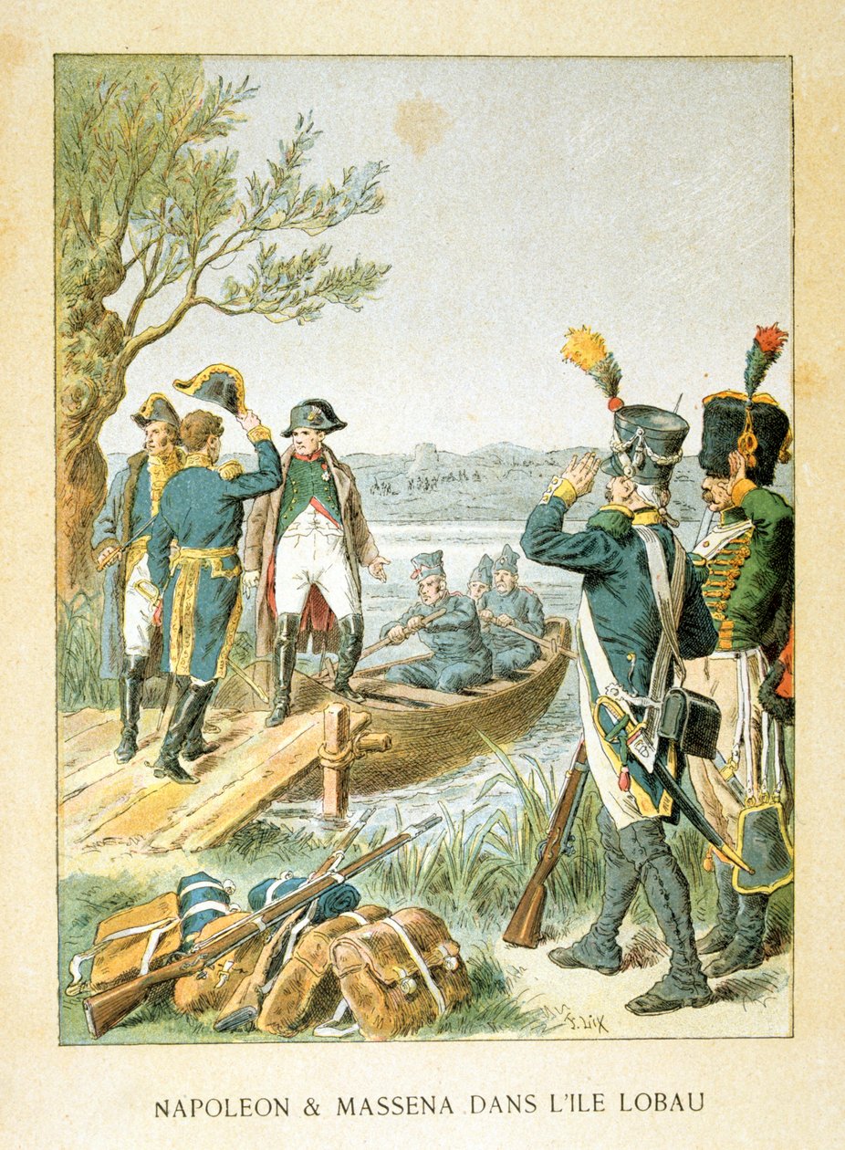 Napoleon i Massena na wyspie Lobau, maj 1809, XIX w. autorstwa Unbekannt