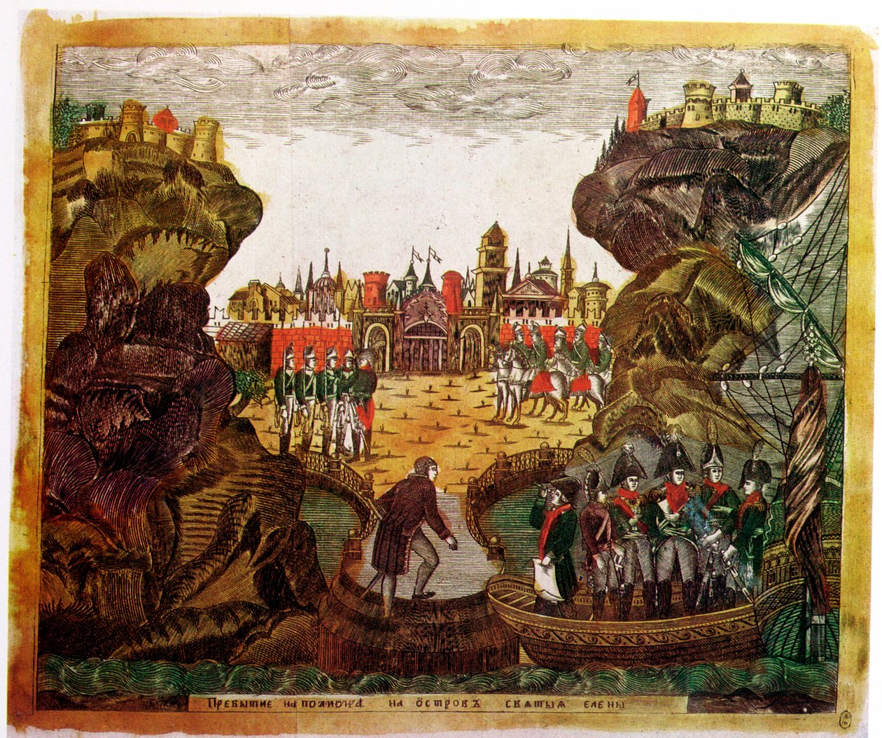 Napoleon przybywający na Św. Helenę, 1815 autorstwa Unbekannt