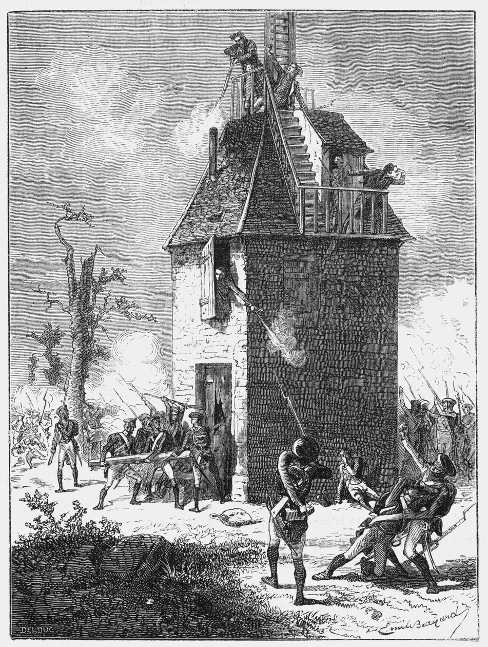 Wojska Napoleona broniące wieży telegraficznej, ok. 1815, ok. 1870 autorstwa Unbekannt