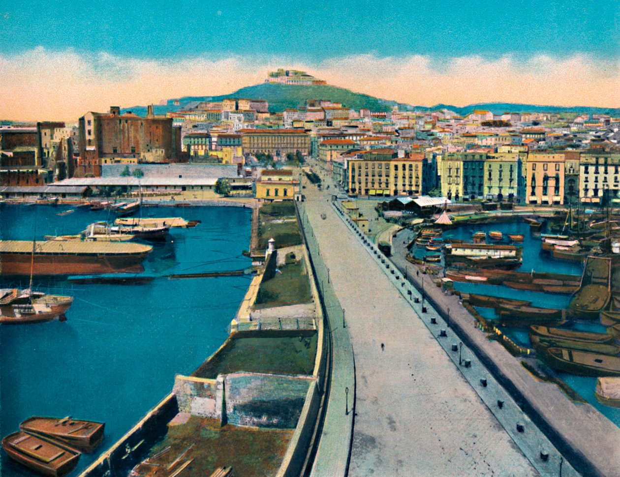 Neapol - Via Molo Col Castel S. Elmo, c1900. autorstwa Unbekannt