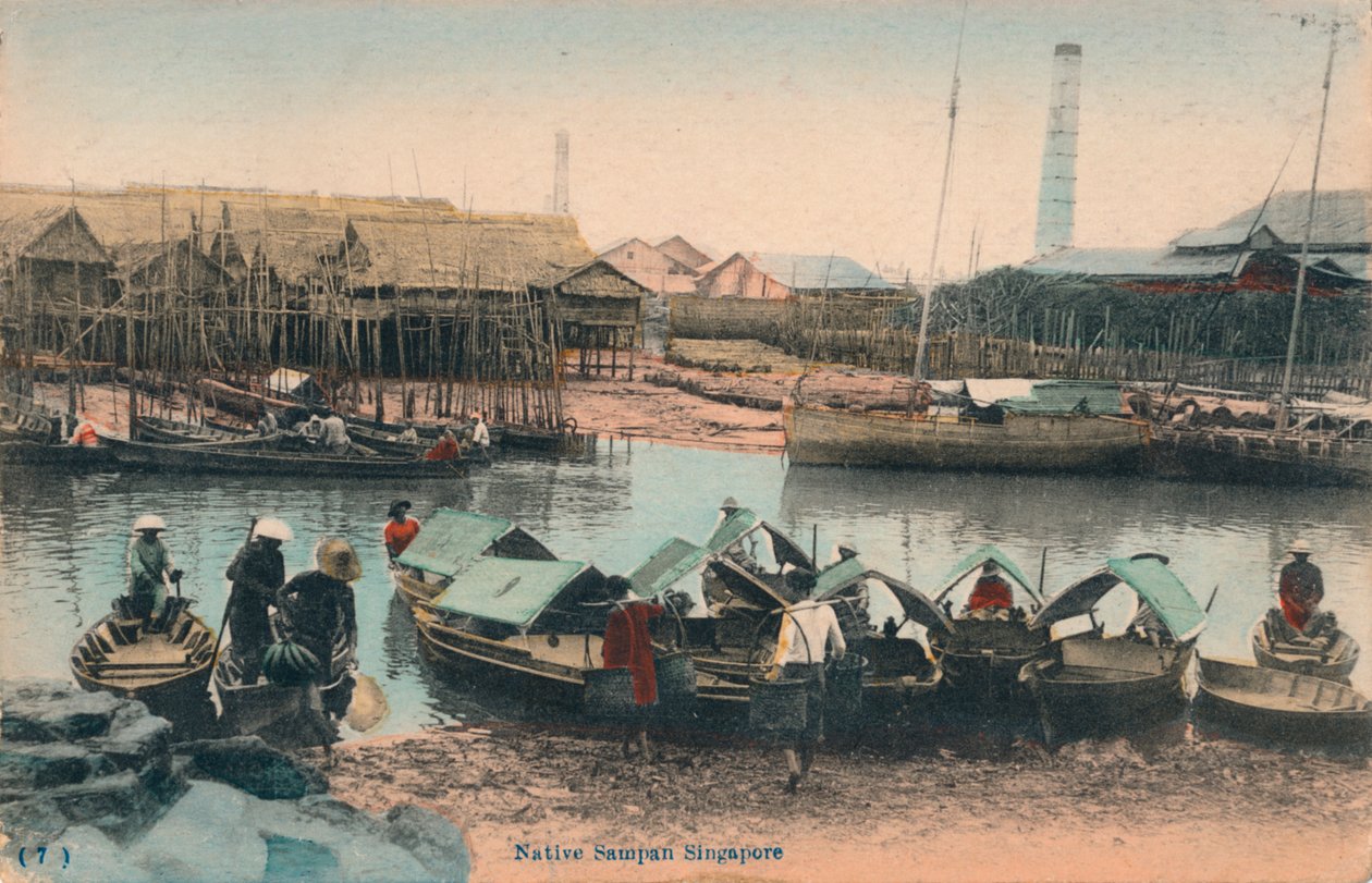 Rodzimy Sampan Singapur, c1910 autorstwa Unbekannt