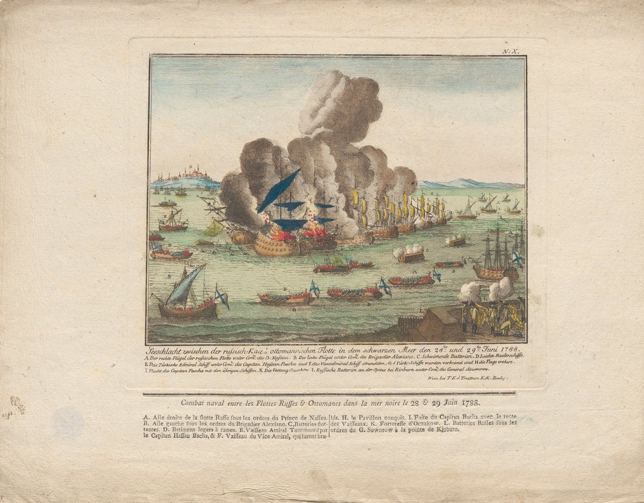 Bitwa morska między flotą rosyjską i osmańską na Morzu Czarnym 28 i 29 czerwca 1788, 1788. autorstwa Unbekannt
