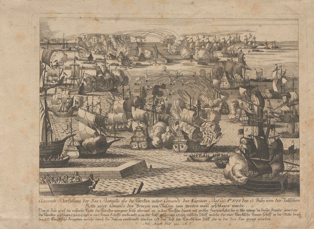 Bitwa morska między flotą rosyjską i osmańską 13 lipca 1788 r. 1788 r. autorstwa Unbekannt