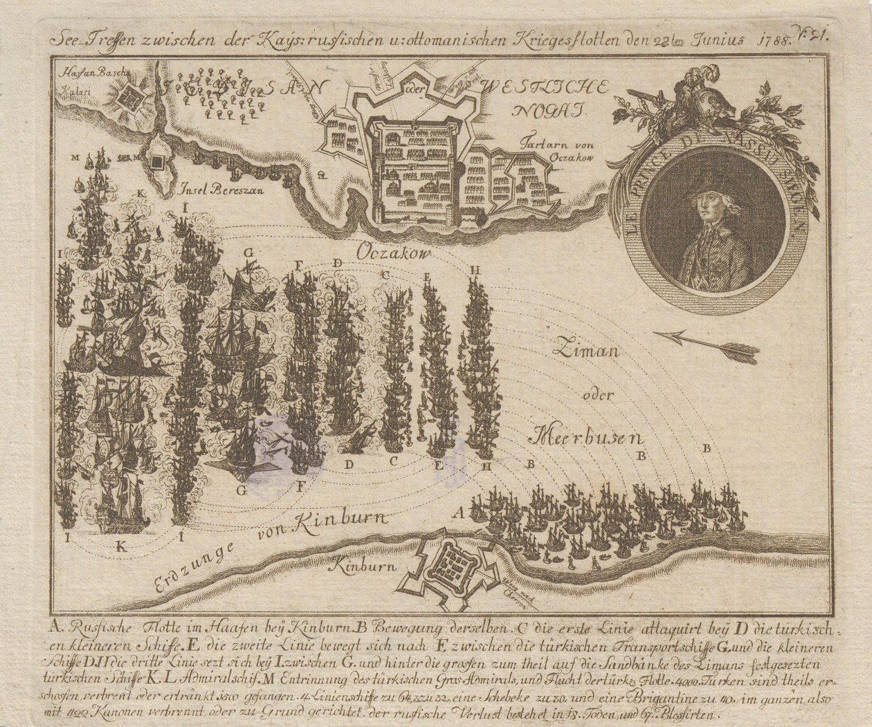 Bitwa morska między flotą rosyjską i osmańską 22 czerwca 1788 r. 1788 r. autorstwa Unbekannt