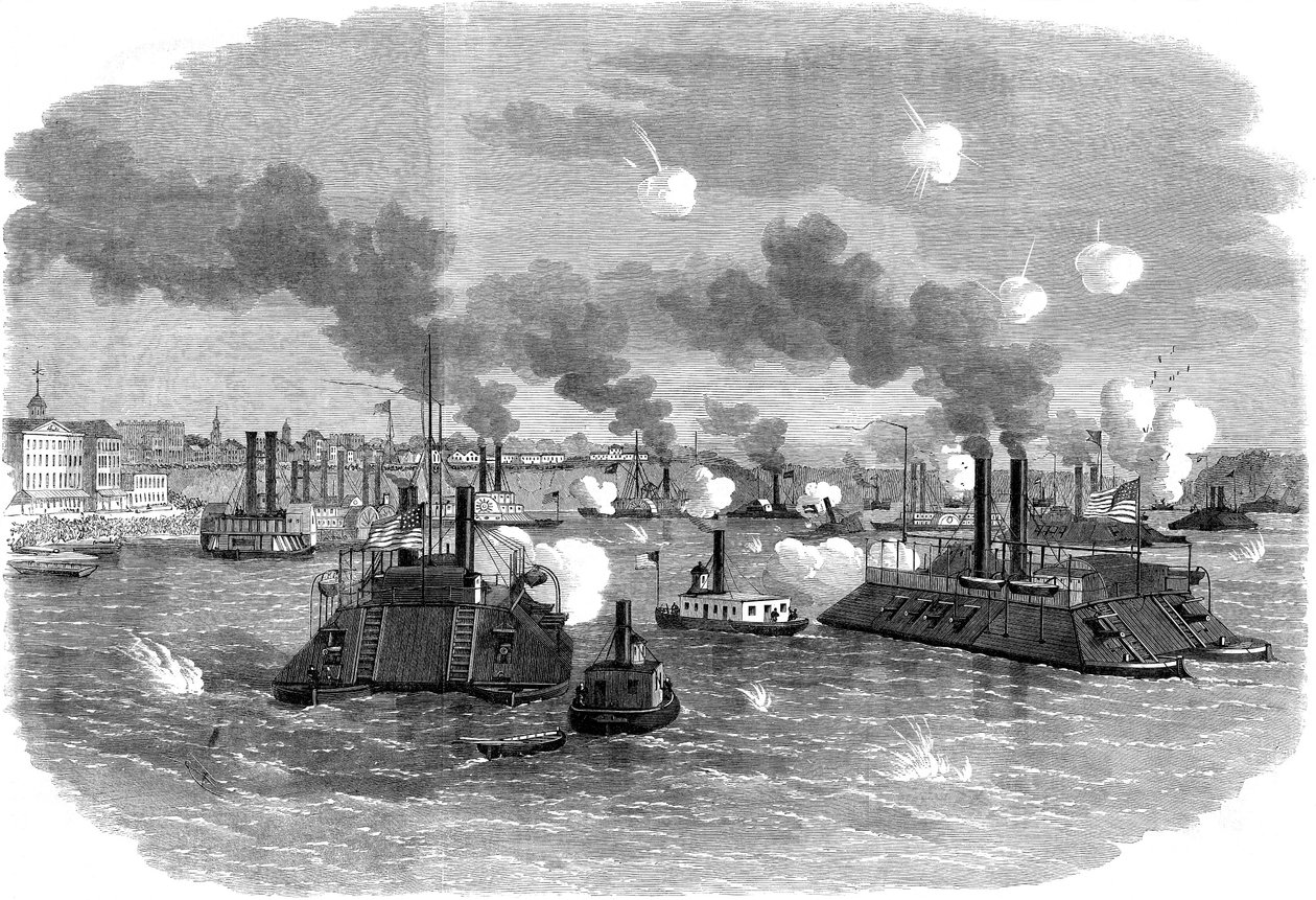Bitwa morska nad Missisipi, Memphis, Tennessee, wojna secesyjna, lipiec 1862 r. autorstwa Unbekannt