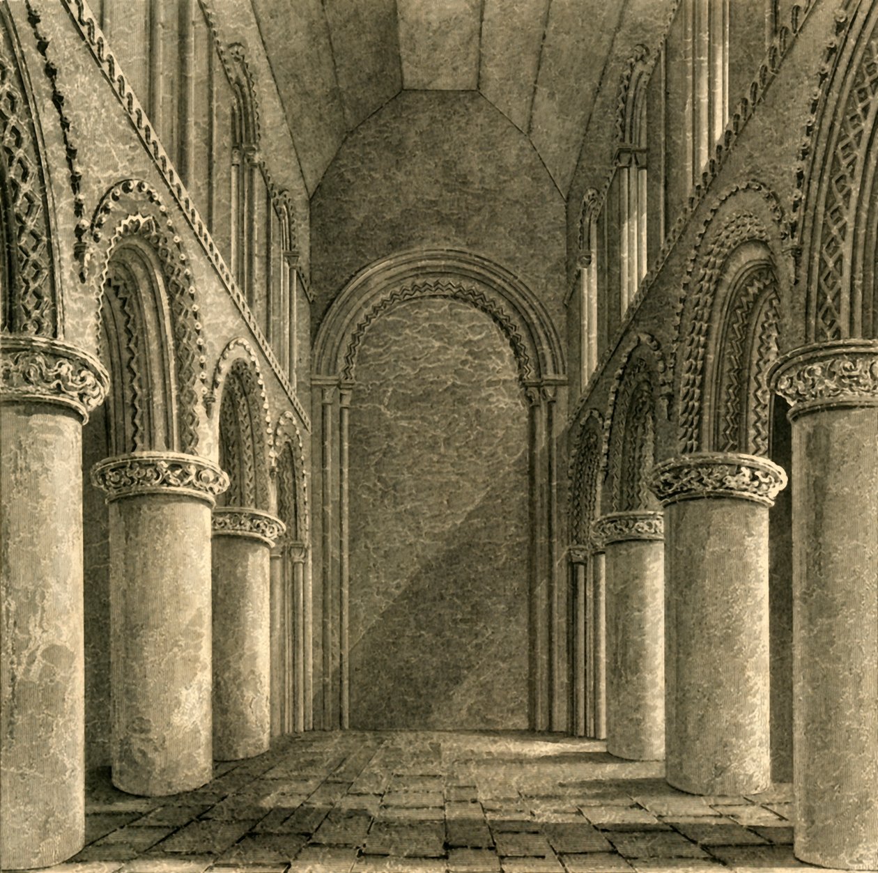 Nawa kościoła Steyning, 1835. autorstwa Unbekannt