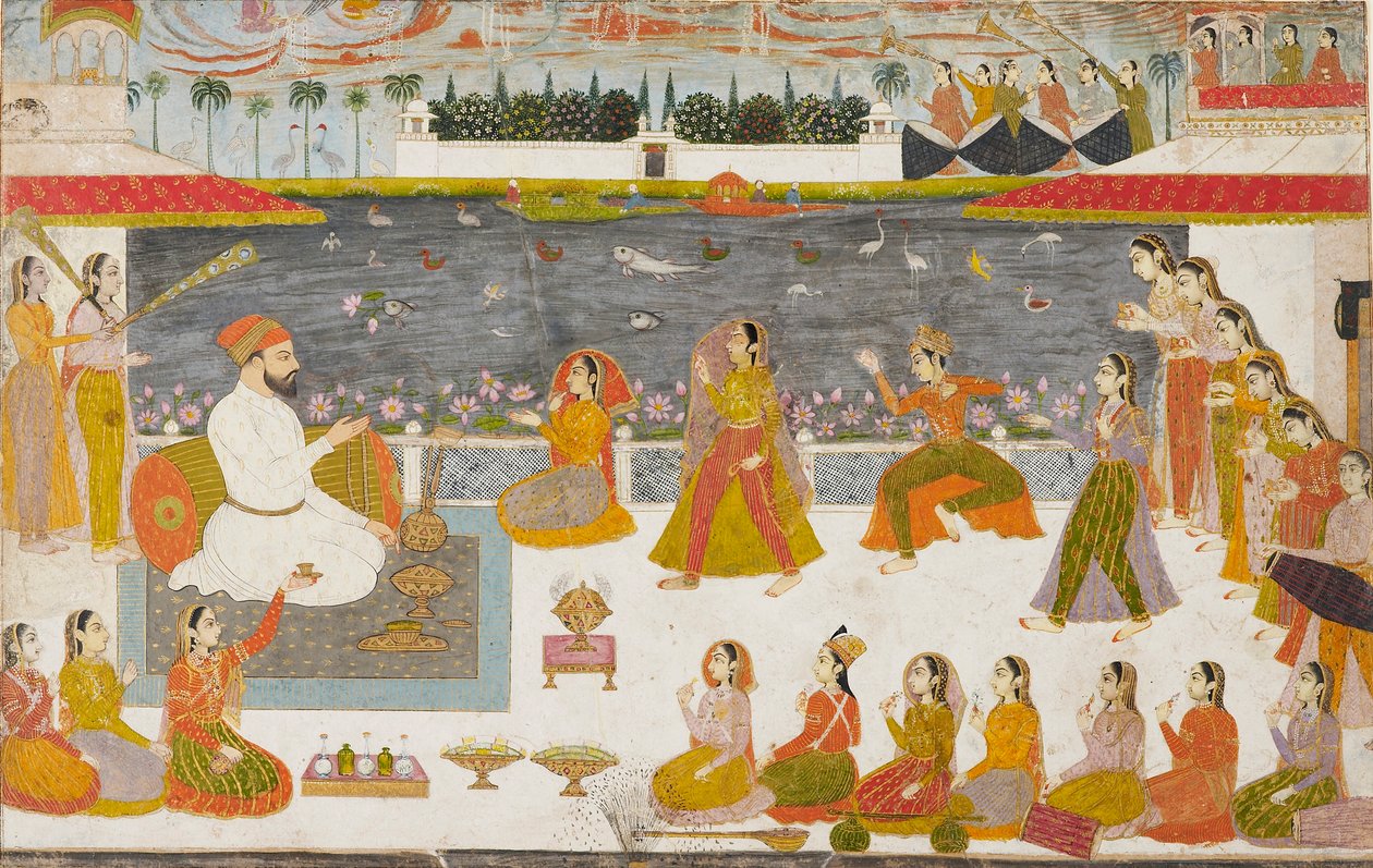 Nawab i panie obserwujące nauta na tarasie, 1760 autorstwa Unbekannt