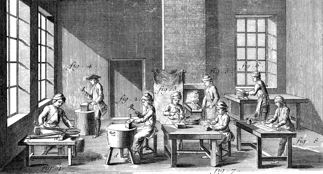 Warsztat robienia igieł, 1751-1780 autorstwa Unbekannt