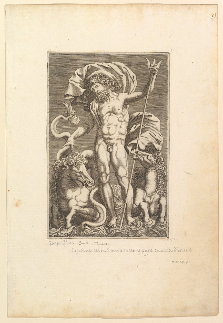 Neptun między dwoma konikami morskimi, ca. 1560-80. autorstwa Unbekannt