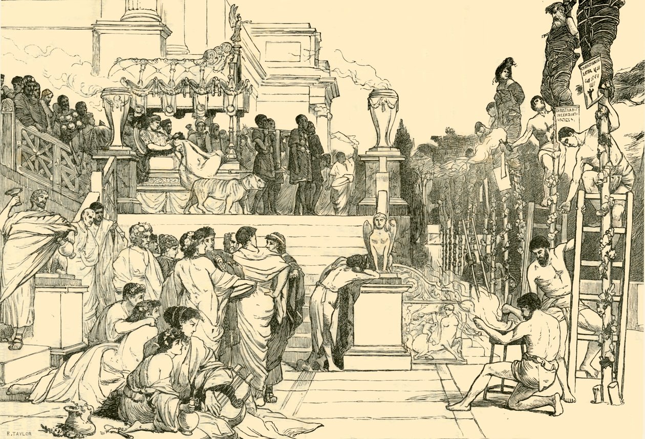 Pochodnie Nerona - Spalenie chrześcijan w Rzymie, 1890. autorstwa Unbekannt