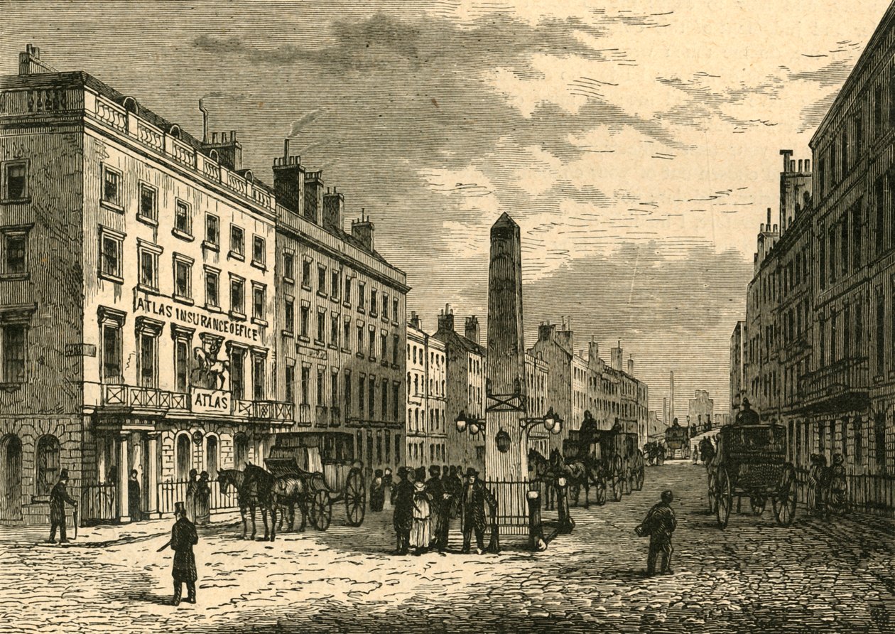 New Bridge Street i Obelisk w 1755, 1897. autorstwa Unbekannt