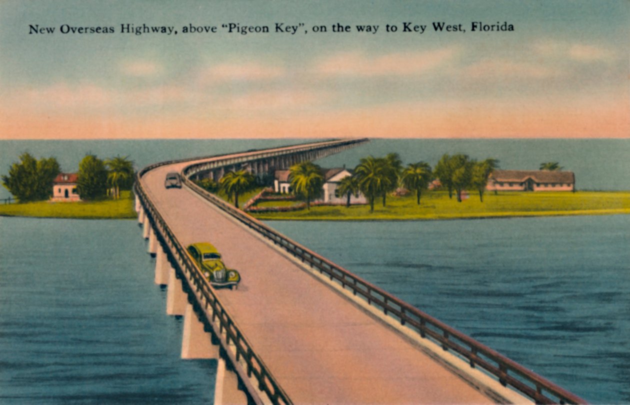 Nowa Overseas Highway, powyżej Pigeon Key, do Key West na Florydzie, c1940 autorstwa Unbekannt