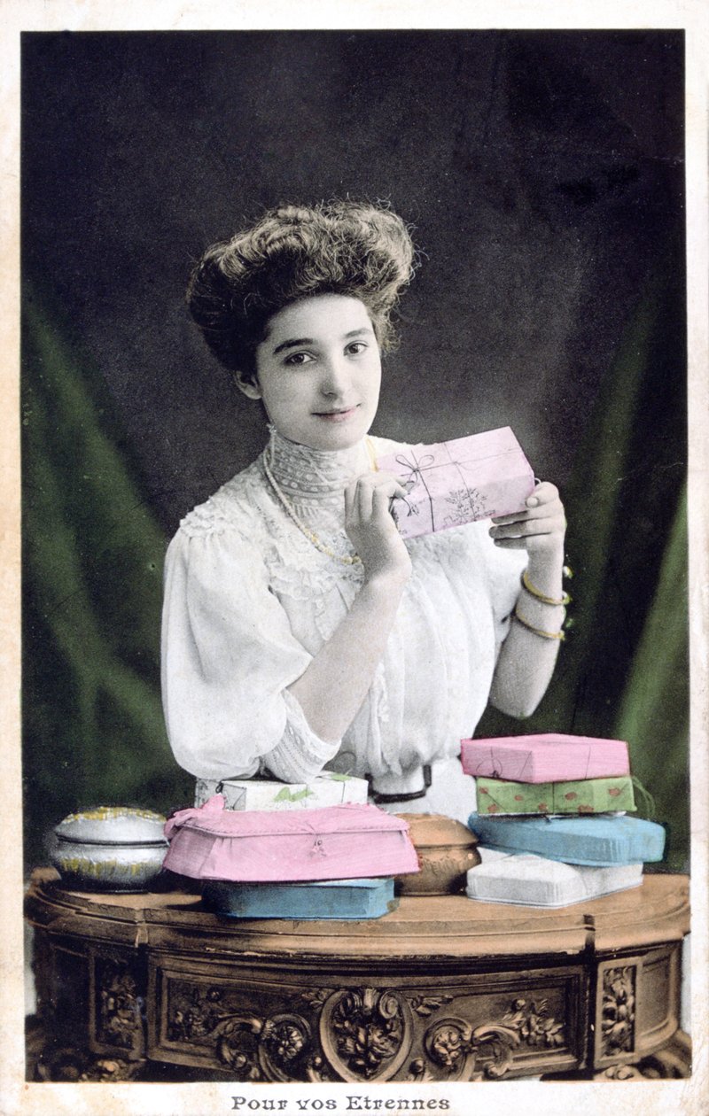 Prezent noworoczny, pocztówka francuska, c1900 autorstwa Unbekannt