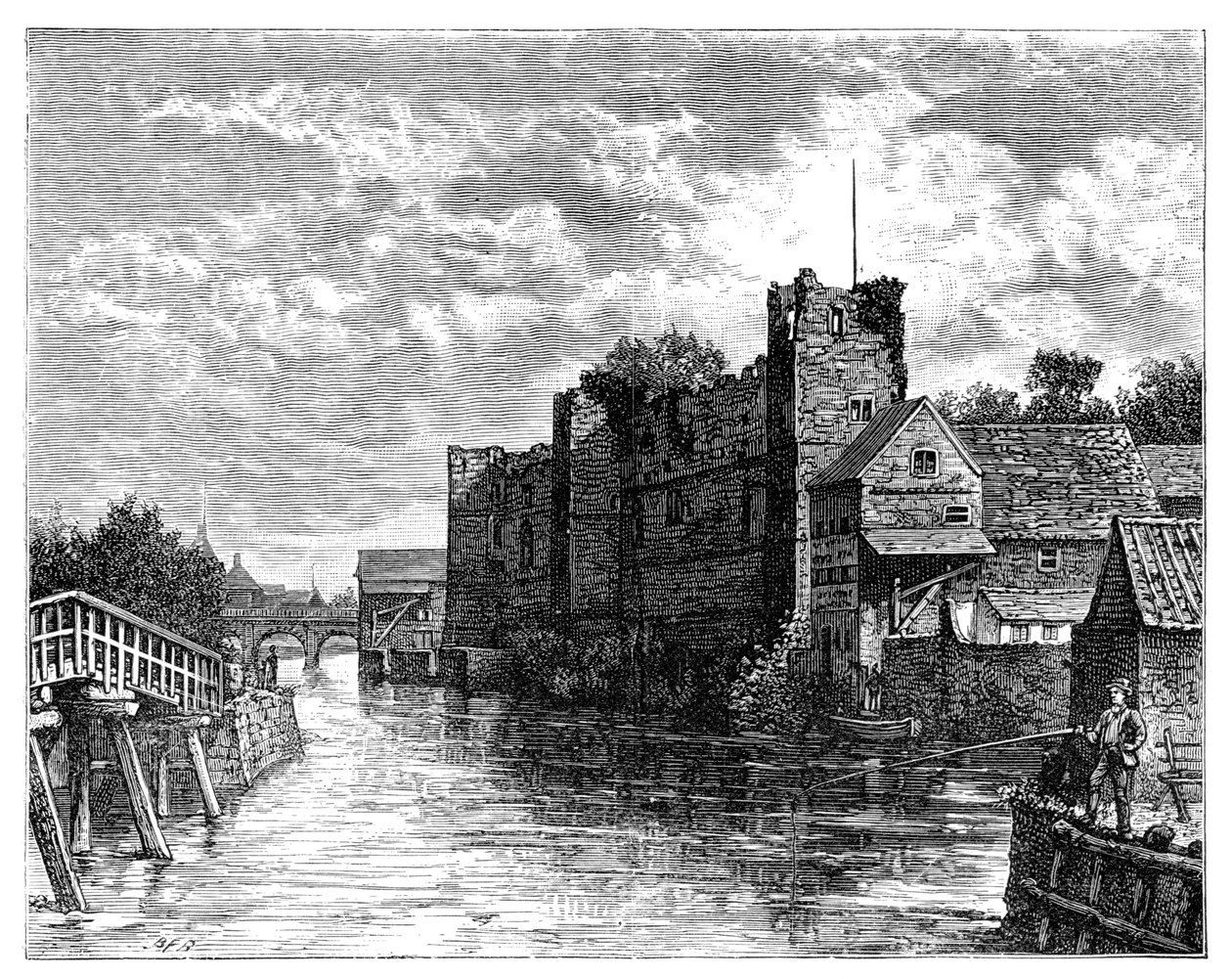 Zamek Newark i rzeka Trent, Newark-on-Trent, Nottinghamshire, 1900 autorstwa Unbekannt