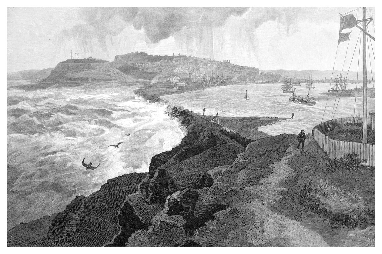Newcastle, z Nobbys Head, Nowa Południowa Walia, Australia, 1886 autorstwa Unbekannt
