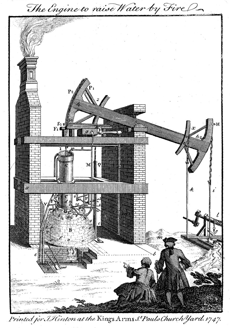 Lokomotywa parowa Newcomen, 1747 autorstwa Unbekannt