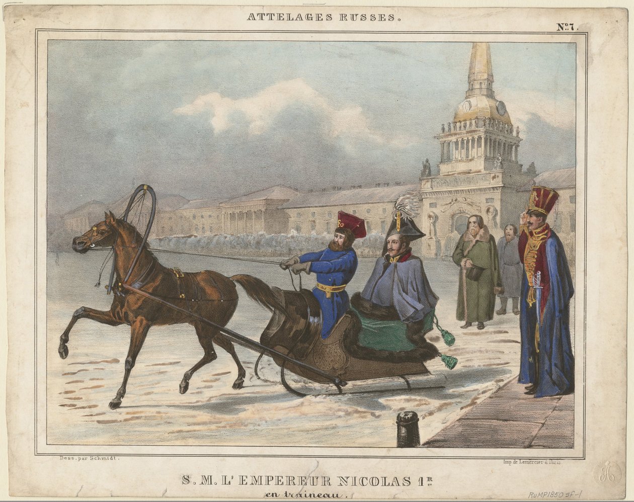 Mikołaj I z Rosji w saniach, 1850 autorstwa Unbekannt