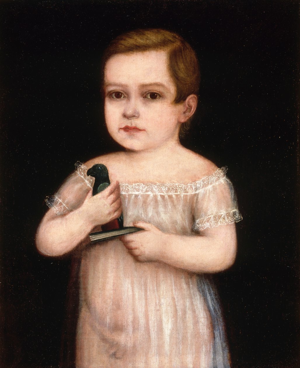 Chłopiec z papugą zabawką, ca. 1830-1850. autorstwa Unbekannt