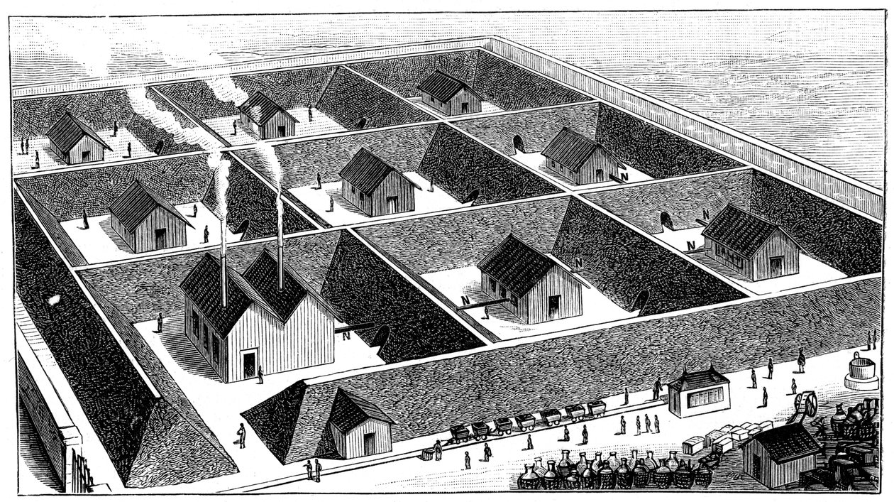 Zakład przetwórstwa nitrogliceryny, fabryka materiałów wybuchowych, Val Bormida k. Cengio, Włochy, 1888 r. autorstwa Unbekannt