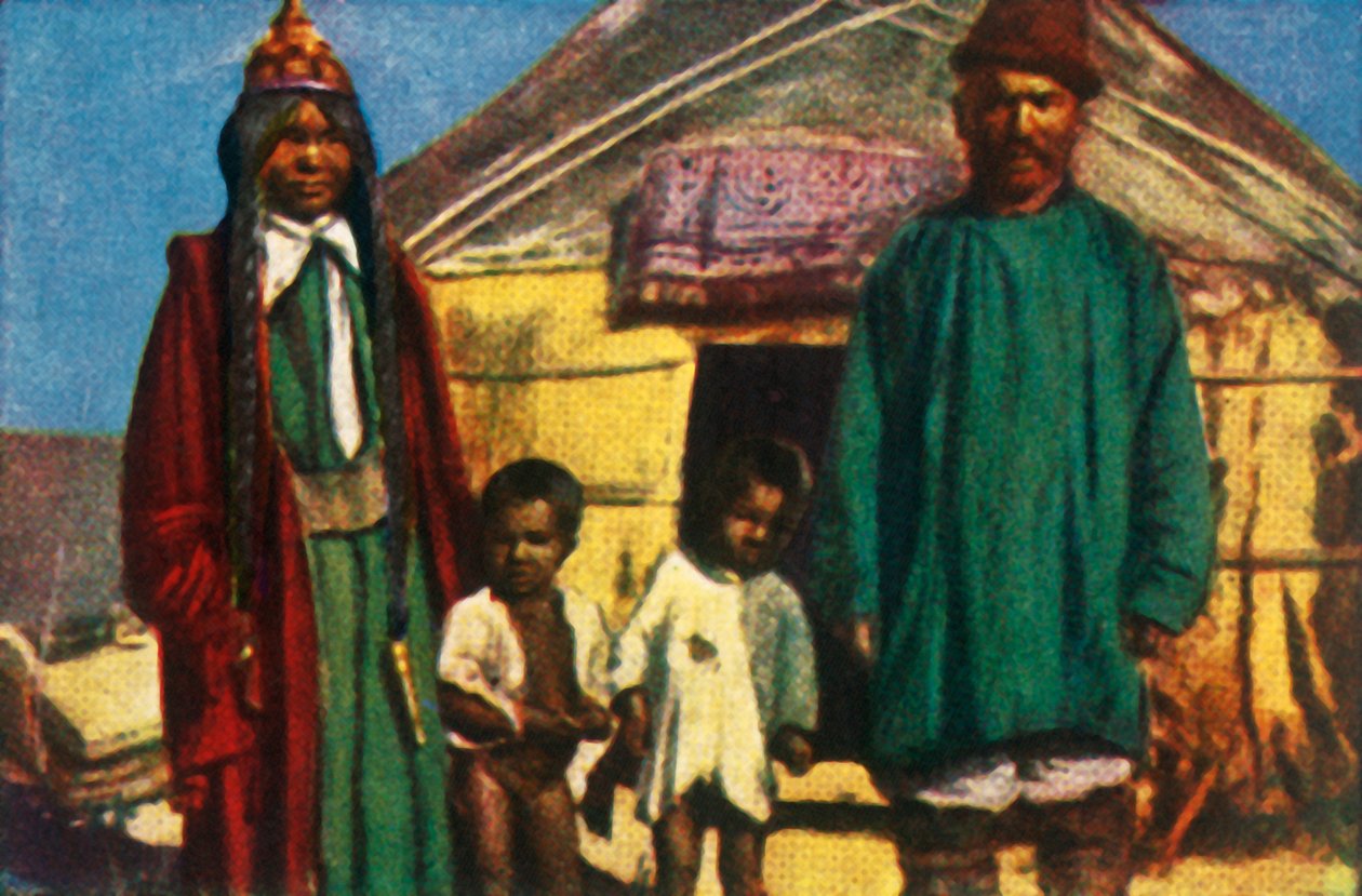 Nomadzi przed jurtą, zachodnia Mongolia, ok. 1928. autorstwa Unbekannt