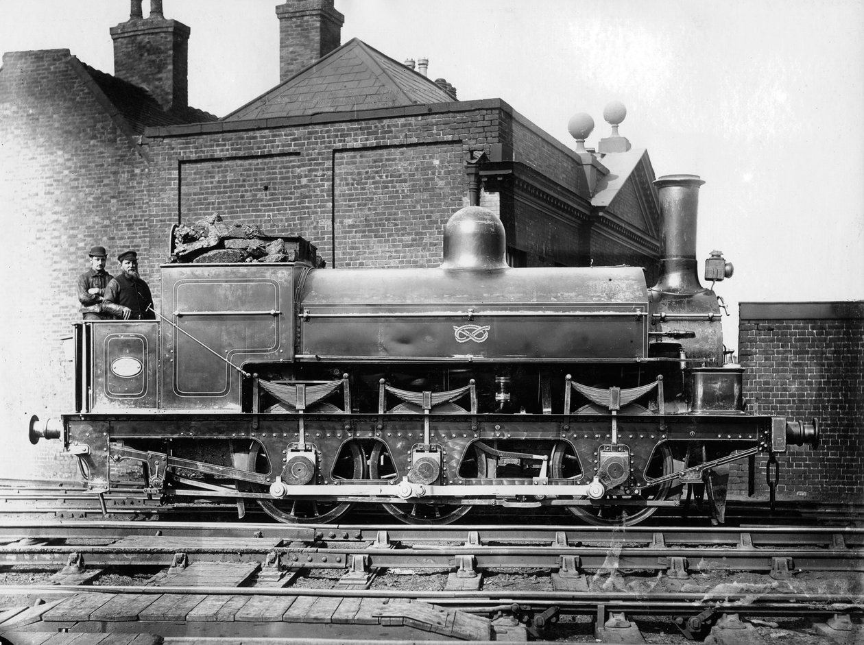 Lokomotywa parowa North Staffordshire 0-6-0 z maszynistą i strażakiem na podnóżku, XIX w. autorstwa Unbekannt