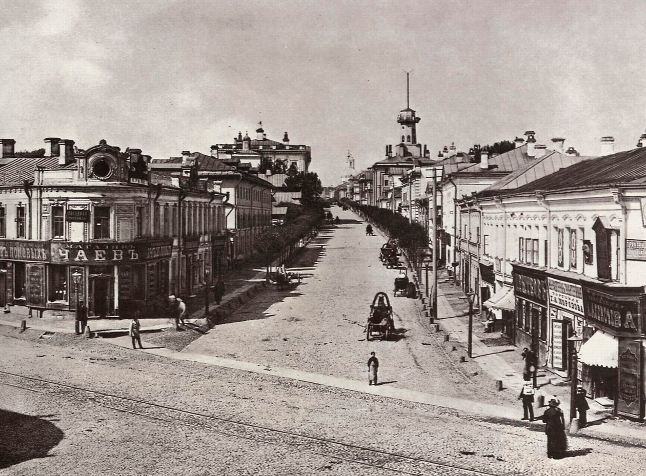 Ulica Novaya Basmannaya, Moskwa, Rosja, lata 80. XIX wieku autorstwa Unbekannt