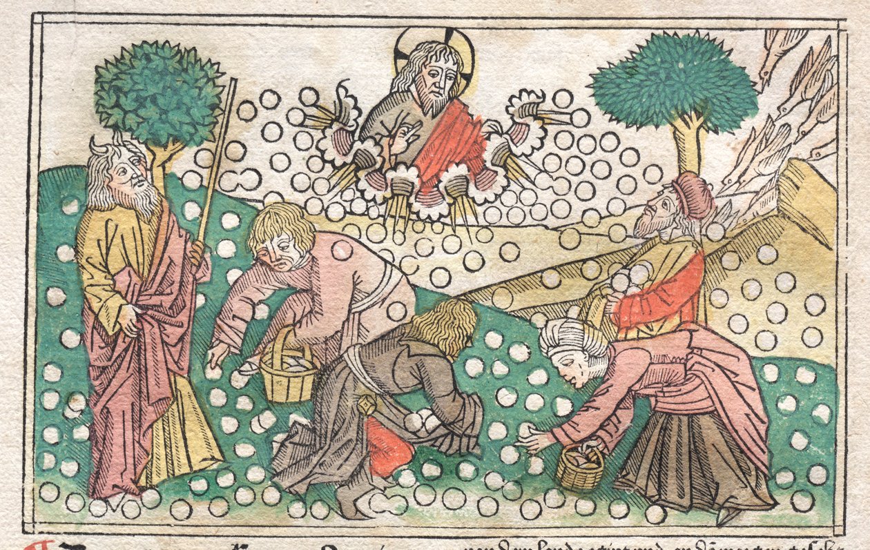 Biblia norymberska: Manna spadająca z nieba, XIV wiek. autorstwa Unbekannt