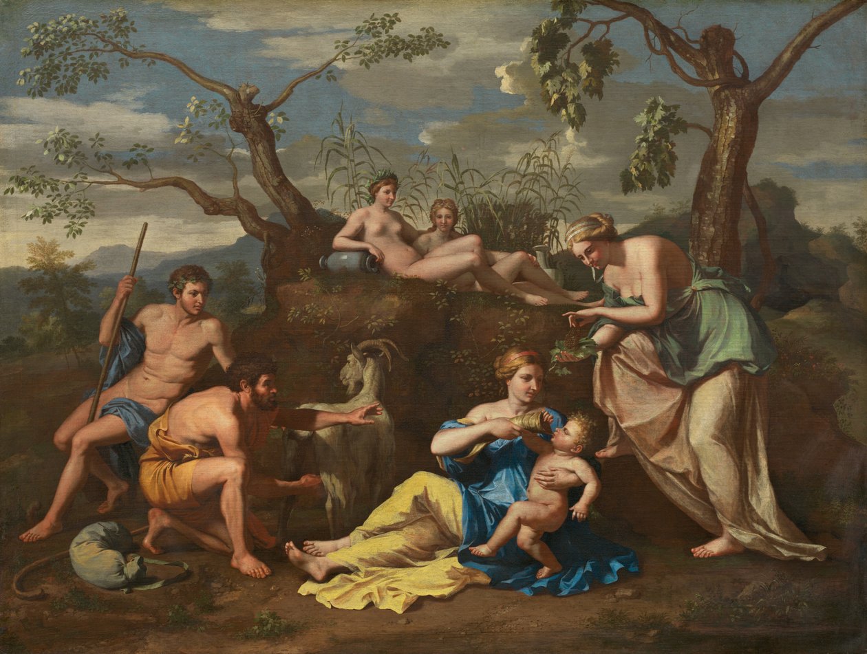 Nimfy karmiące dziecko Jowisz, c. 1650. autorstwa Unbekannt