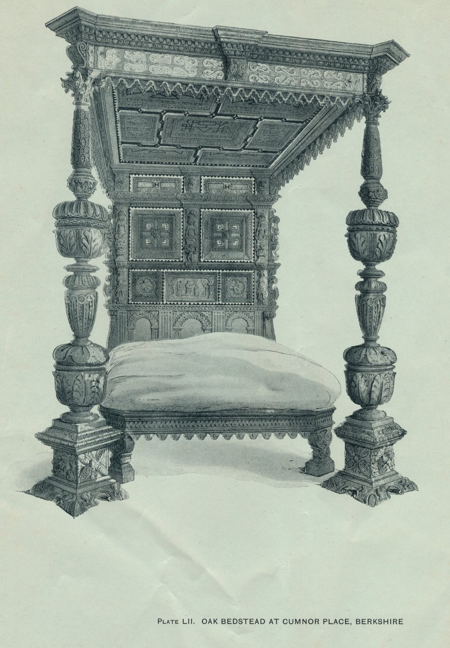 Dębowe łóżko w Cumnor Place, Berkshire, 1915 autorstwa Unbekannt
