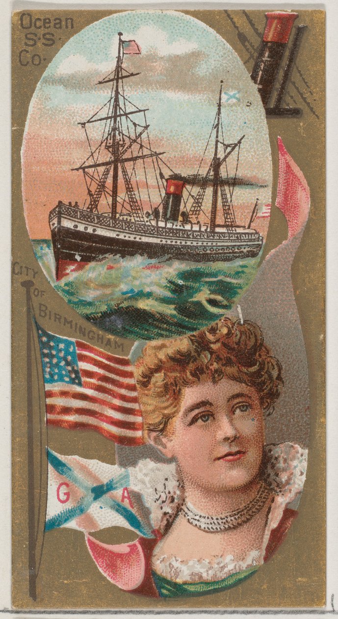 Ocean Steamship Company, z serii Ocean and River Steamers N83 dla papierosów marki Duke, 1887. autorstwa Unbekannt