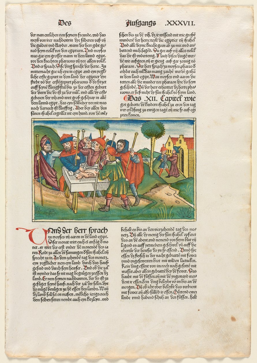 Ofiarowanie Baranka Paschalnego z niemieckiej Biblii wydanej przez Antona Kobergera, Norymberga, 1483. autorstwa Unbekannt