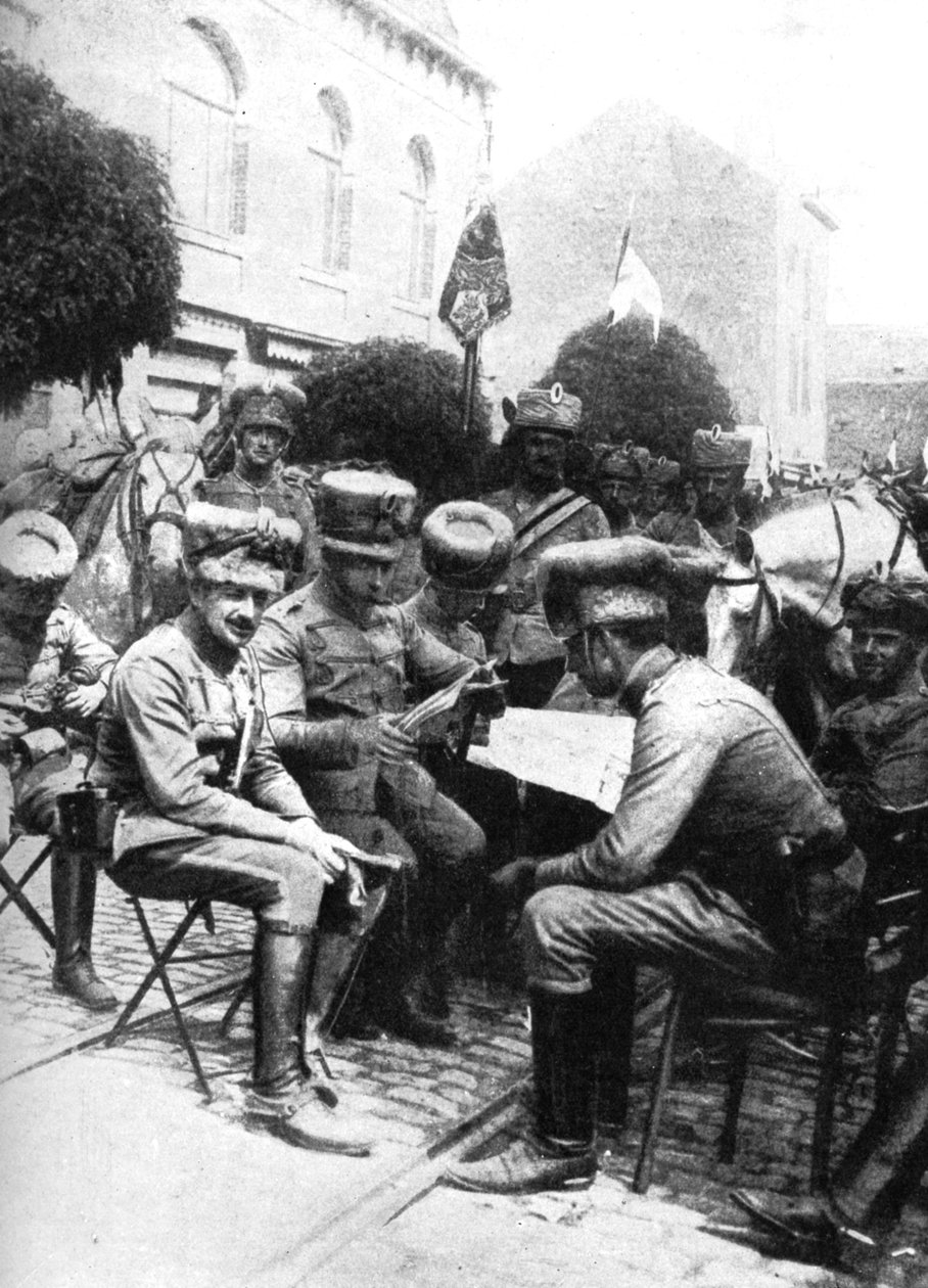 Oficerowie huzarów, Chaussee de Louvain, Bruksela, I wojna światowa, 1914 autorstwa Unbekannt