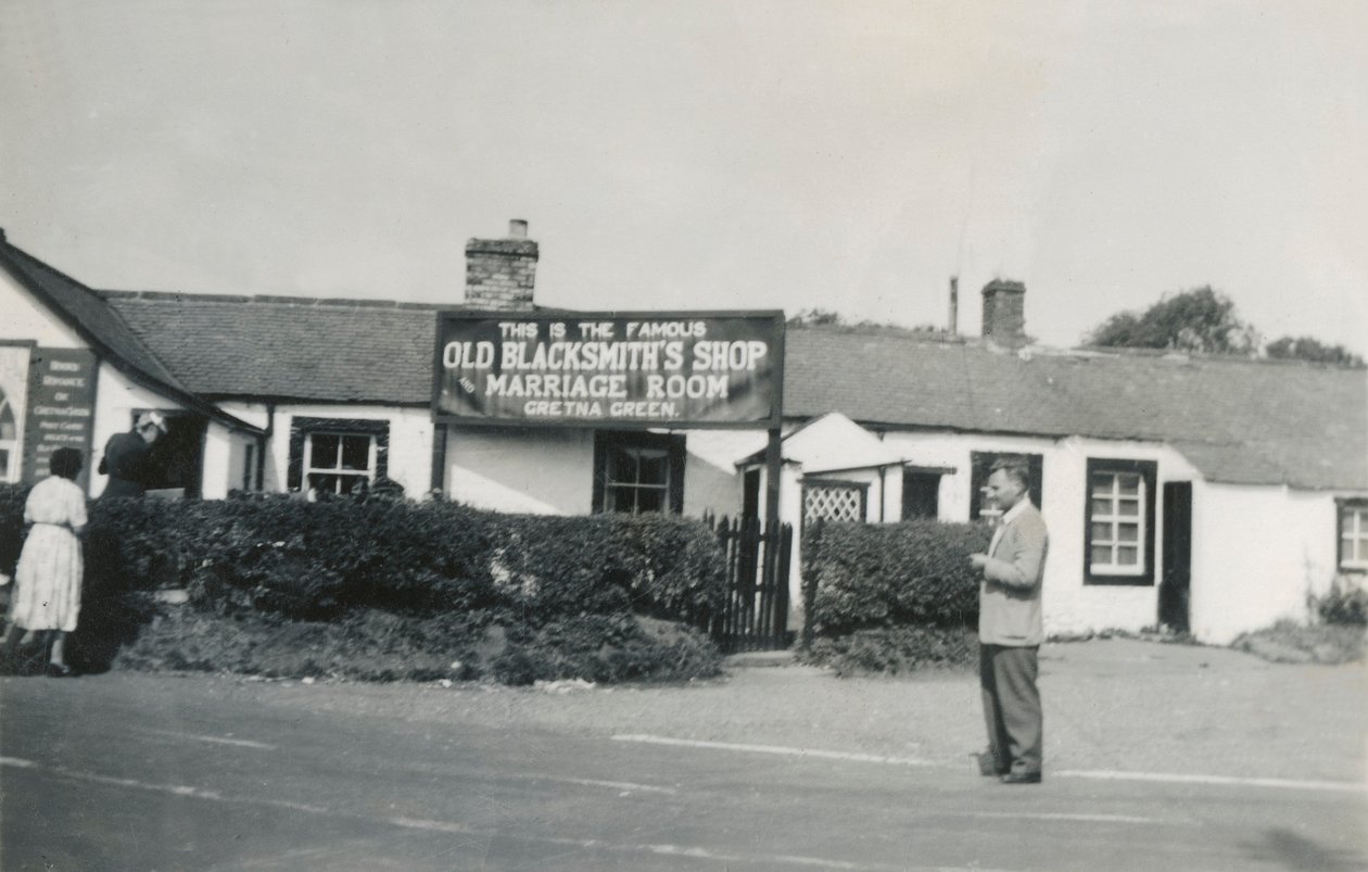 Stary sklep kowali i pokój małżeński, Gretna Green, Szkocja, lata 40. autorstwa Unbekannt