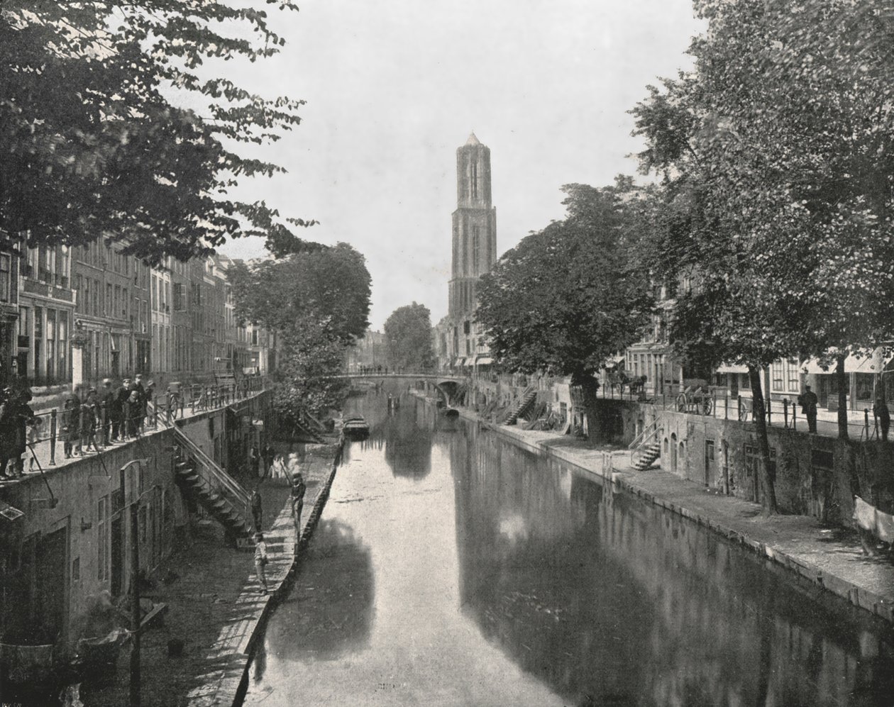 Stary Kanał i Wieża Domowa, Utrecht, Holandia, 1895. autorstwa Unbekannt