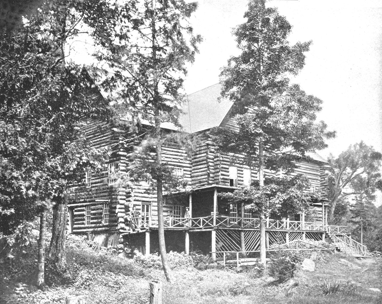 Old Log Cabin, Lake Placid, Adirondacks, stan Nowy Jork, USA, ok. 1900. autorstwa Unbekannt