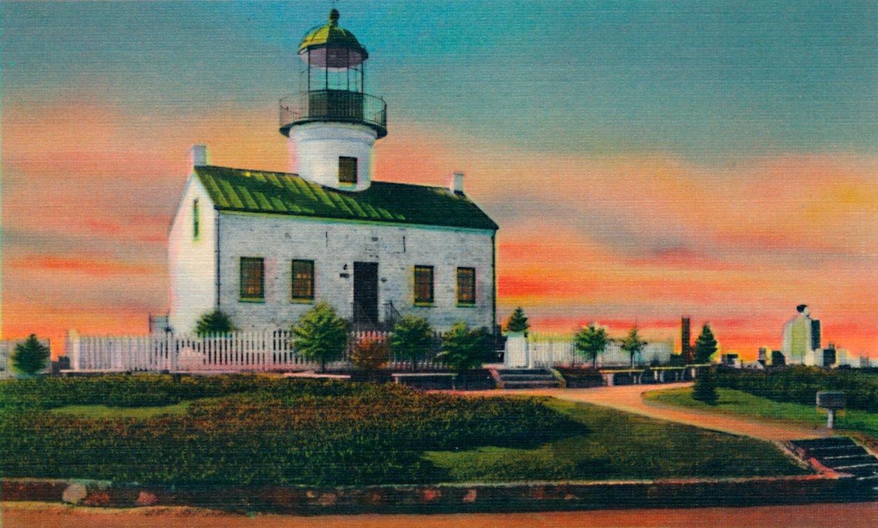 Stara hiszpańska latarnia morska, zbudowana w 1850 r. San Diego, Kalifornia, ok. 1941 r. autorstwa Unbekannt