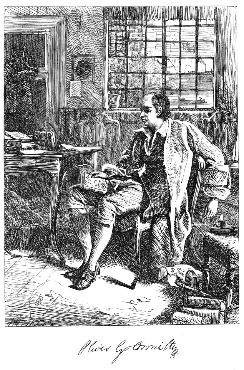 Oliver Goldsmith, XVIII-wieczny dramaturg, ok. 1860 autorstwa Unbekannt