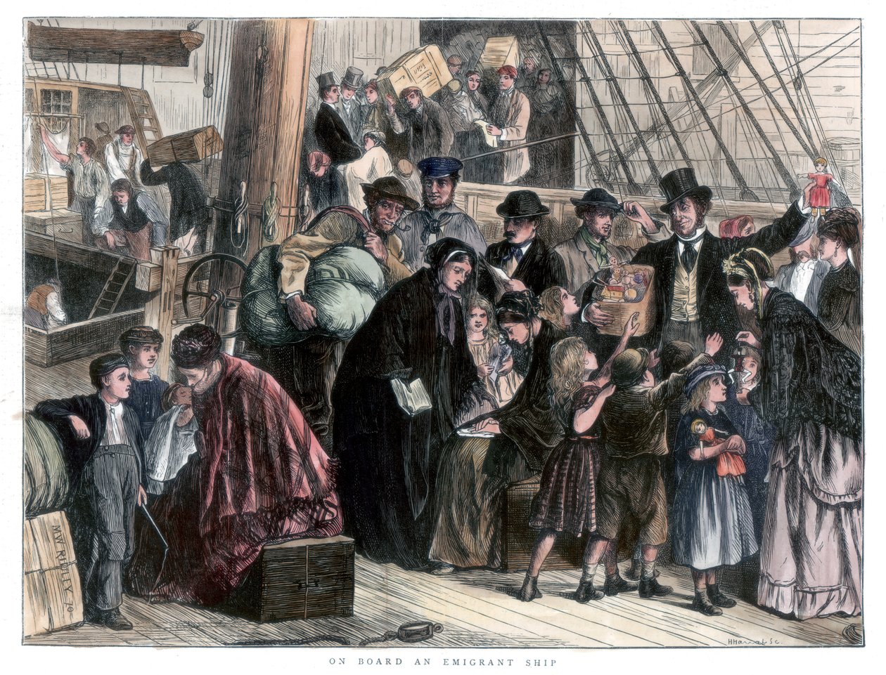 Na pokładzie statku emigrantów, 1871 autorstwa Unbekannt