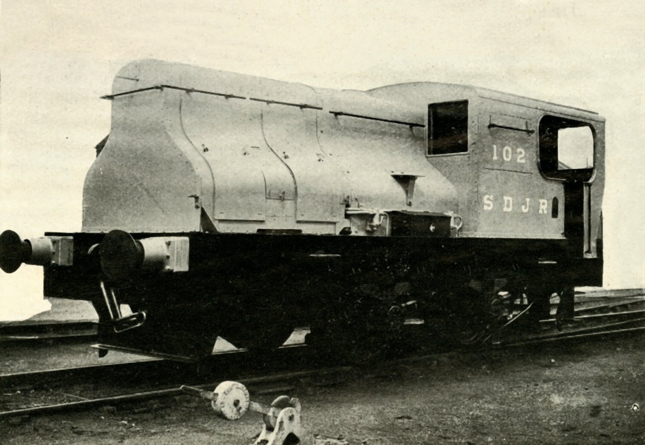 Jeden z dwóch silników manewrowych Sentinel, które przetaczają bocznice kopalni w Radstock, ok. 1930. autorstwa Unbekannt
