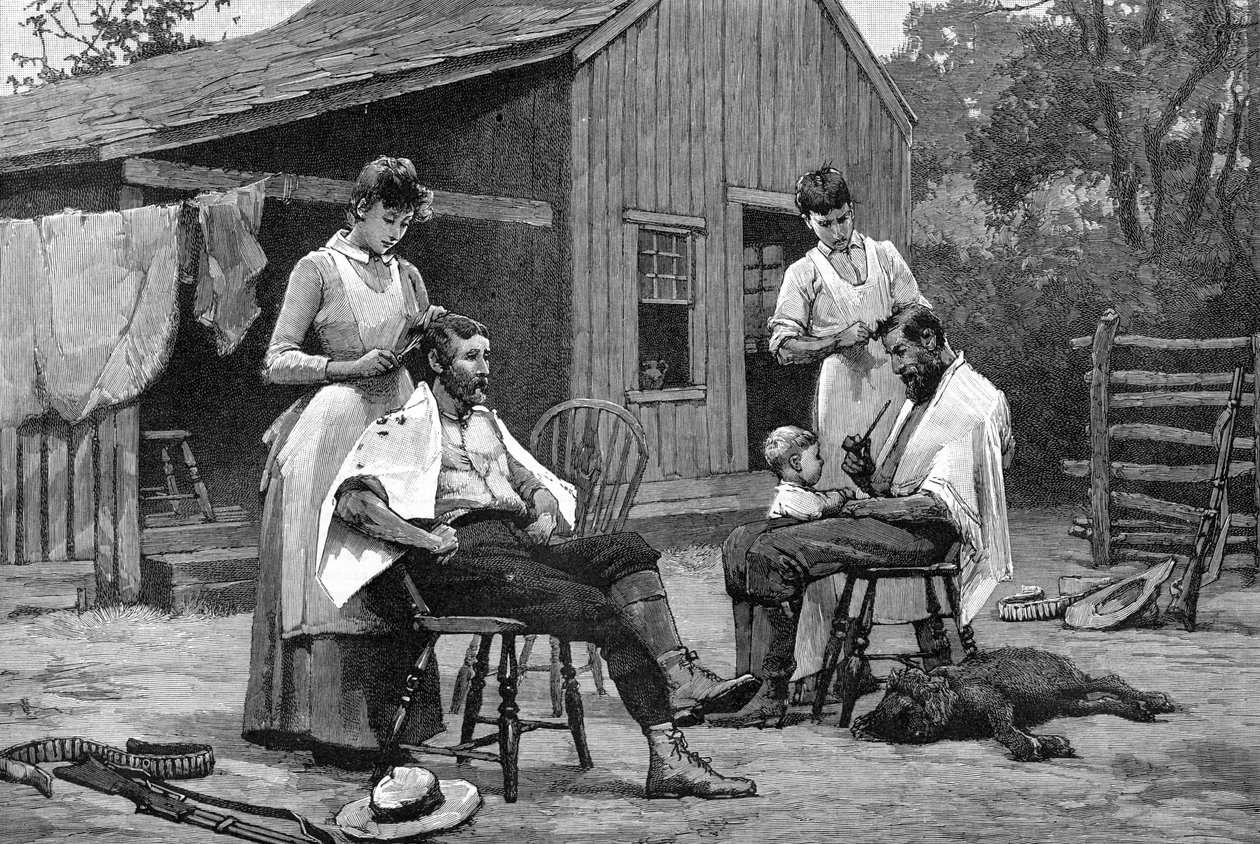 Jeden z obowiązków Ladys - strzyżenie włosów w rodzinie, 1889 autorstwa Unbekannt