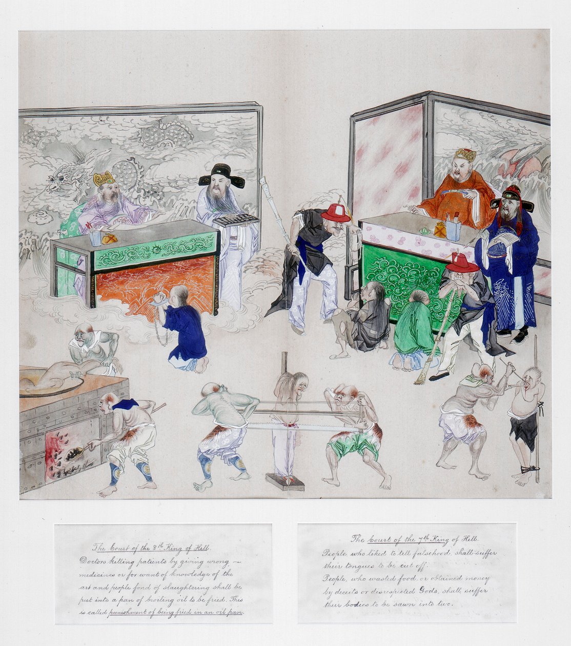 Jeden z zestawu obrazów Dziesięciu Dworów Piekieł, dynastia Qing, Chiny, ok. 1800-1849 r. autorstwa Unbekannt