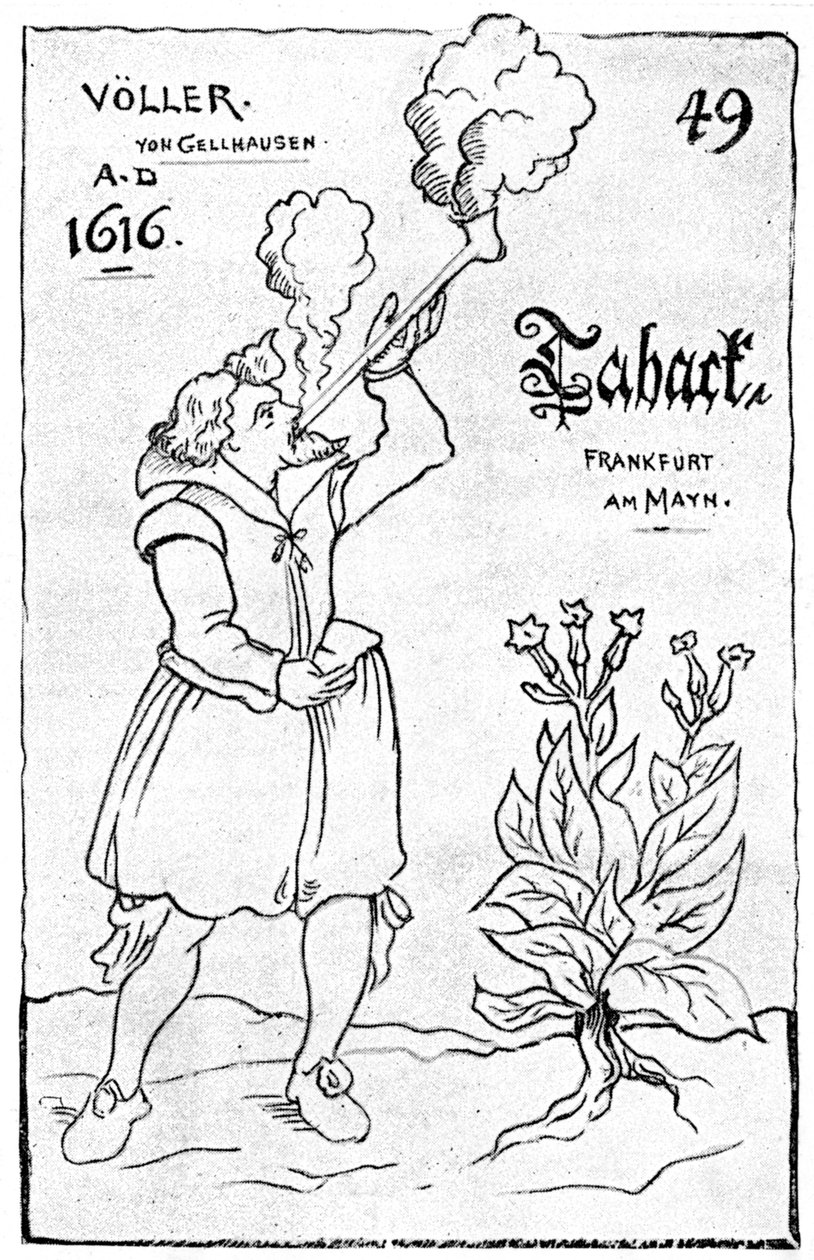 Jedna z najwcześniejszych ilustracji palenia, 1616 1890 autorstwa Unbekannt