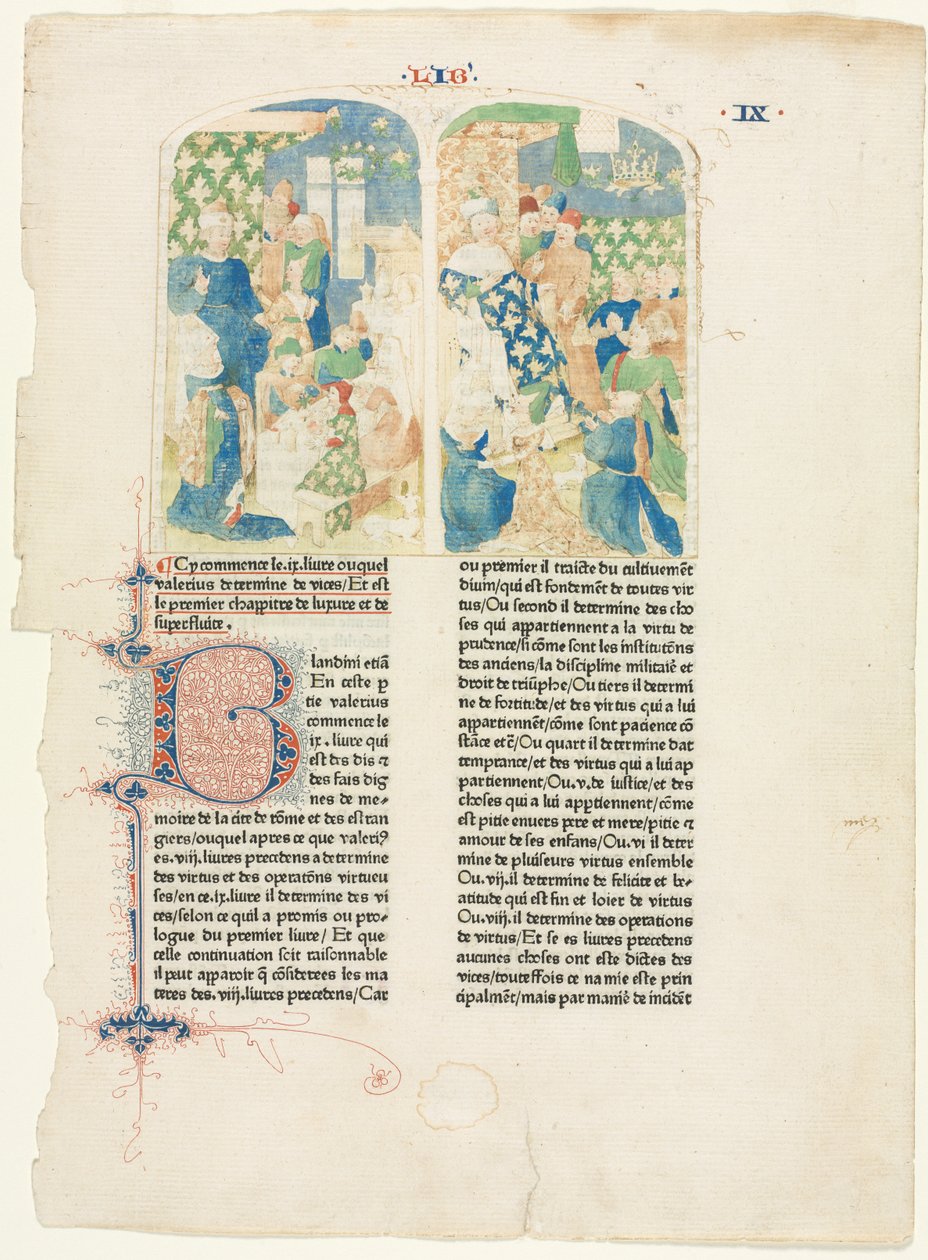 Strona otwierająca księgi IX Valerius Maximuss 1476 autorstwa Unbekannt