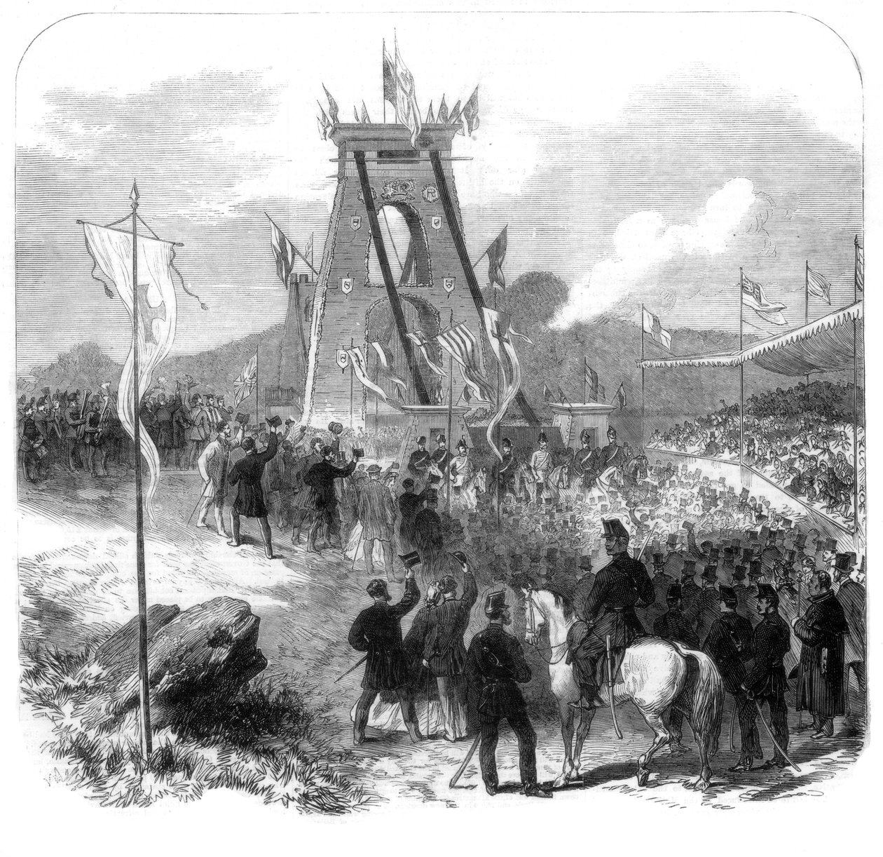 Otwarcie mostu wiszącego Clifton, Bristol, 1864 r. autorstwa Unbekannt
