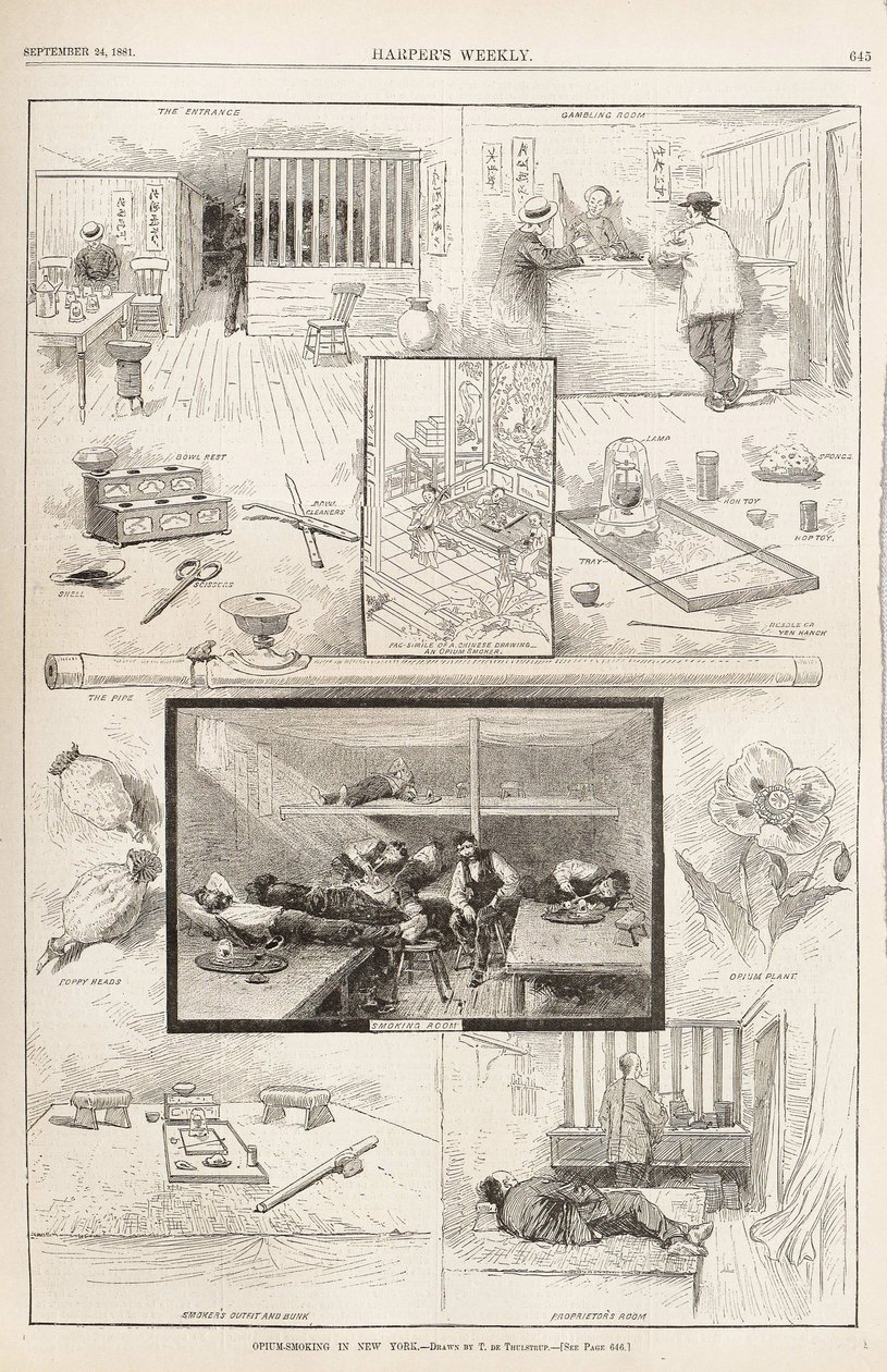 Palenie opium w Nowym Jorku Z Harpers Weekly, 24 września 1881, 1881 autorstwa Unbekannt