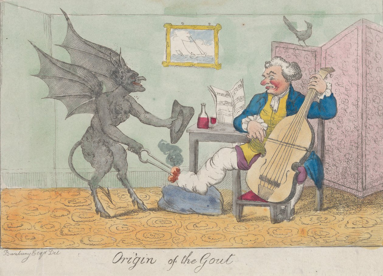 Pochodzenie dny moczanowej, ca. 1810. autorstwa Unbekannt