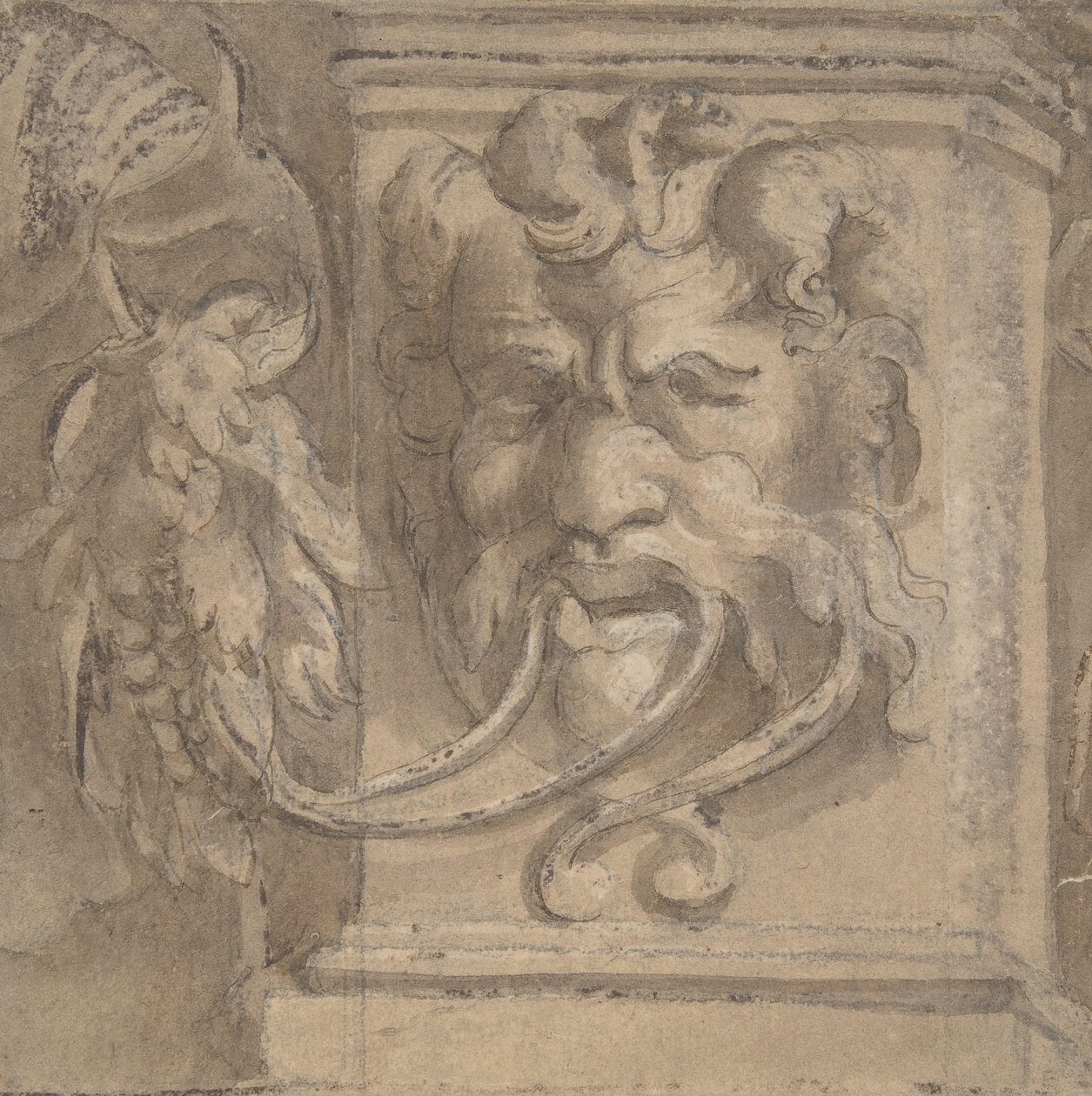 Ozdobny wzór z maską w stylu antycznym, 1550-1600. autorstwa Unbekannt