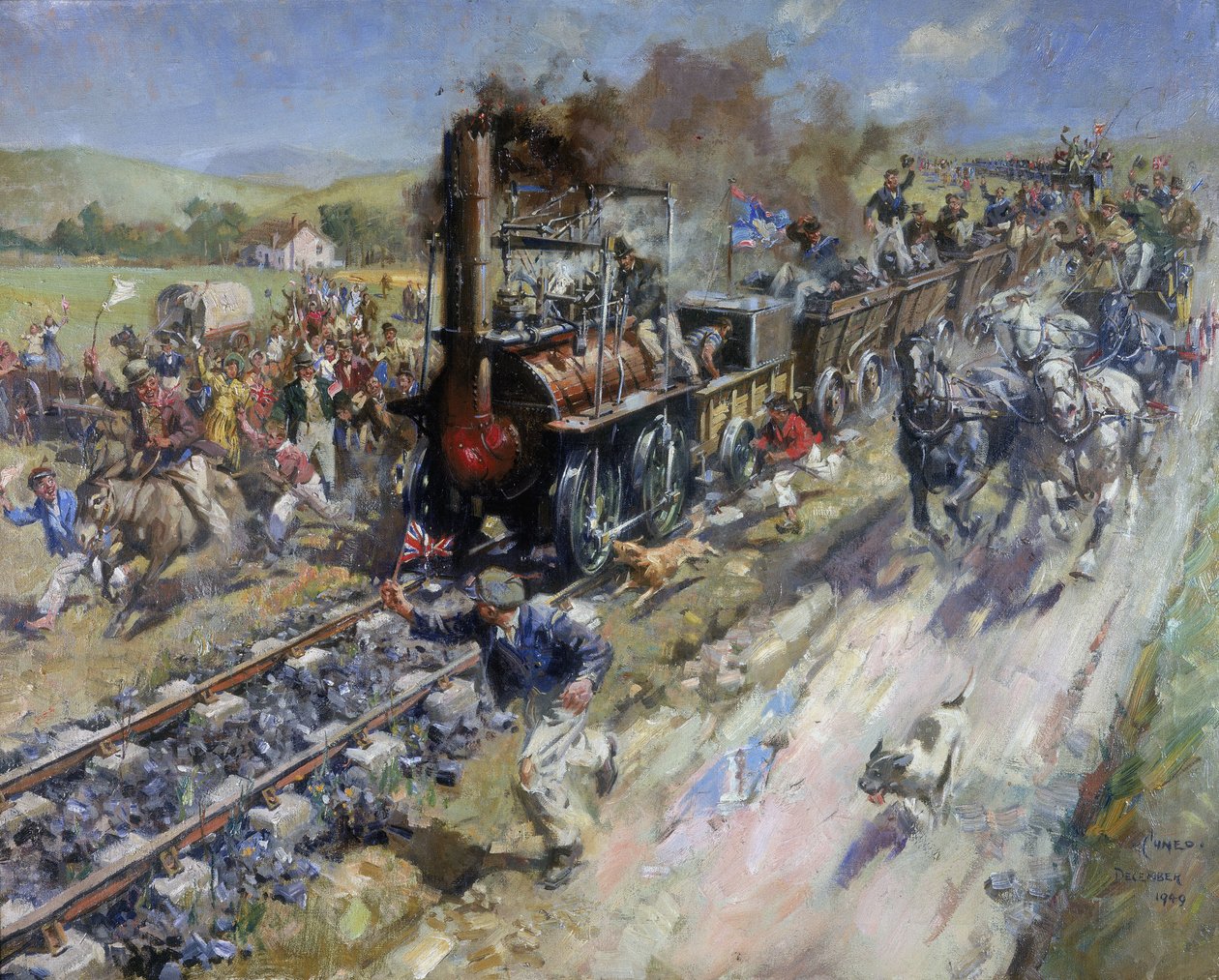 Otwarcie pierwszej publicznej linii Stockton and Darlington Railway autorstwa Unbekannt