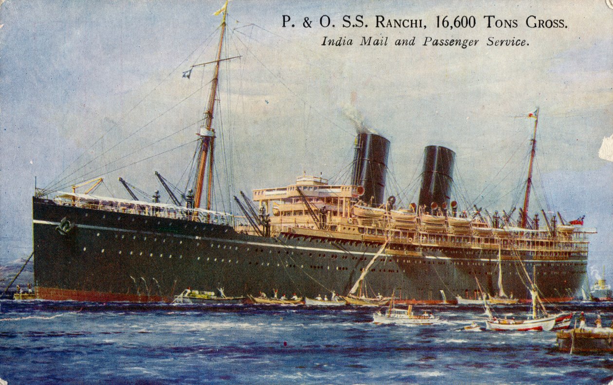 P. & O. S. S. Ranchi, 16 600 ton brutto, India Mail and Passenger Service, 1934. autorstwa Unbekannt