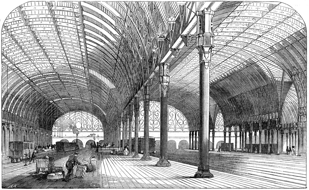 Stacja Paddington, londyńska stacja końcowa Great Western Railway, 1854 r autorstwa Unbekannt